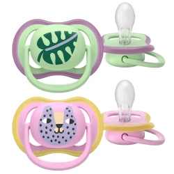Ортодонтические силиконовые соски Philips Avent Ultra Air Cat & Leaf (6-18 мес.), 2 шт. купить в Кишиневе. Фото 1
