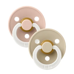 Пустышка круглая из латекса Bibs Colour Glow Blush & Vanilla (0-6 мес.), 2 шт. купить в Кишиневе. Фото 1