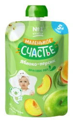 Piure Маленькое Счастье din mere,piersic (5 luni+), 90 g cumpăra în Chișinau. Foto 1