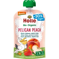 Piure Holle Pelican Peach din piersica-capsuna-mar-ovaz (6 luni+), 100 g cumpăra în Chișinau. Foto 1