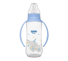 Бутылочка из пластика с ручкой WeeBaby с силиконовой соской, 270 мл купить в Кишиневе. Фото 1