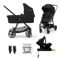 Cărucior 4 în 1 Kinderkraft Newly cu scaun auto Mink Pro i-Size și bază, negru cumpăra în Chișinau. Foto 2