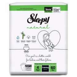 Подгузники-трусики Sleepy Natural Ultra Sensitive Double Maxi 4 (7-14 кг), 60 шт. купить в Кишиневе. Фото 1