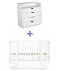 Set Pătuț Kuzea Miya White + Comoda-măsuță de înfășat HappyBaby Standart 800 PAL White cumpăra în Chișinau. Foto 1