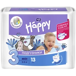 Подгузники Bella Baby Happy Midi 3 (5-9 кг), 13 шт. купить в Кишиневе. Фото 2
