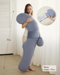 Pernă pentru gravide forma-F Momcozy Velvet Grey, 135 cm cumpăra în Chișinau. Foto 3