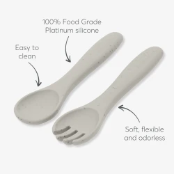 Набор ложечки и вилочки Kikkaboo Platinum Silicone Sand купить в Кишиневе. Фото 3