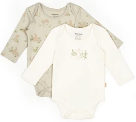 Body cu mâneca lungă BabyCosy Rabbit 1 Ecru & Soft Green, 2 buc. (6-9L) cumpăra în Chișinau. Foto 1