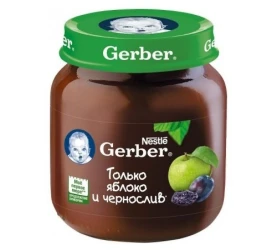 Пюре Gerber Яблоко-слива (5 мес+), 130 г купить в Кишиневе. Фото 1