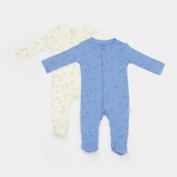 Комбинезоны BabyCosy Modal Ivory & Blue, 2 шт. (6-9М) купить в Кишиневе. Фото 1