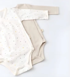 Боди с длинным рукавом BabyCosy Organic Ivory & Beige, 2 шт. (6-9М) купить в Кишиневе. Фото 4