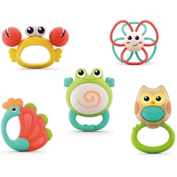 Погремушки-прорезыватели для зубов Hola Toys Animal Orchestra, 5 шт. купить в Кишиневе. Фото 1