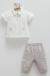 Комплект из 2 штук Caramell Hello Summer Grey & Ivory (24-36М) купить в Кишиневе. Фото 1