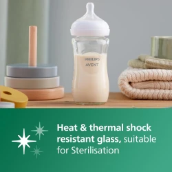 Набор бутылочек для кормления из стекла Philips Avent Natural Response, 240 мл, 2 шт. купить в Кишиневе. Фото 3