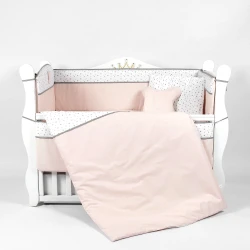 Комплект: Кроватка Kuzya Cristina Grey + Матрас Kuzya 120x60 + Постельное бельё 8 предметов PernaMea Confort купить в Кишиневе. Фото 4