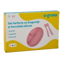 Set farfurie cu linguriță și furculiță U-grow Pink cumpăra în Chișinau. Foto 3