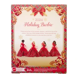 Păpușă de colecție Barbie Mattel Holiday 2024, blondă, în rochie roșie în carouri cumpăra în Chișinau. Foto 6