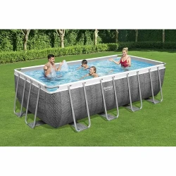Каркасный бассейн Bestway Power Steel 488x244x122 см, 11532 литра, серый ротанг купить в Кишиневе. Фото 3