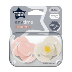 Ортодонтические силиконовые соски Tommee Tippee Anytime Pink&White (0-6 мес.), 2 шт. купить в Кишиневе. Фото 1