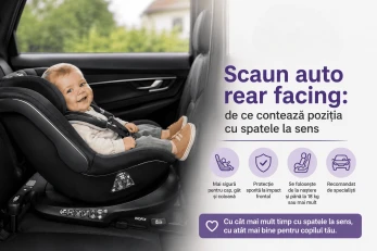 Scaun auto rear facing: de ce contează poziția cu spatele la sens