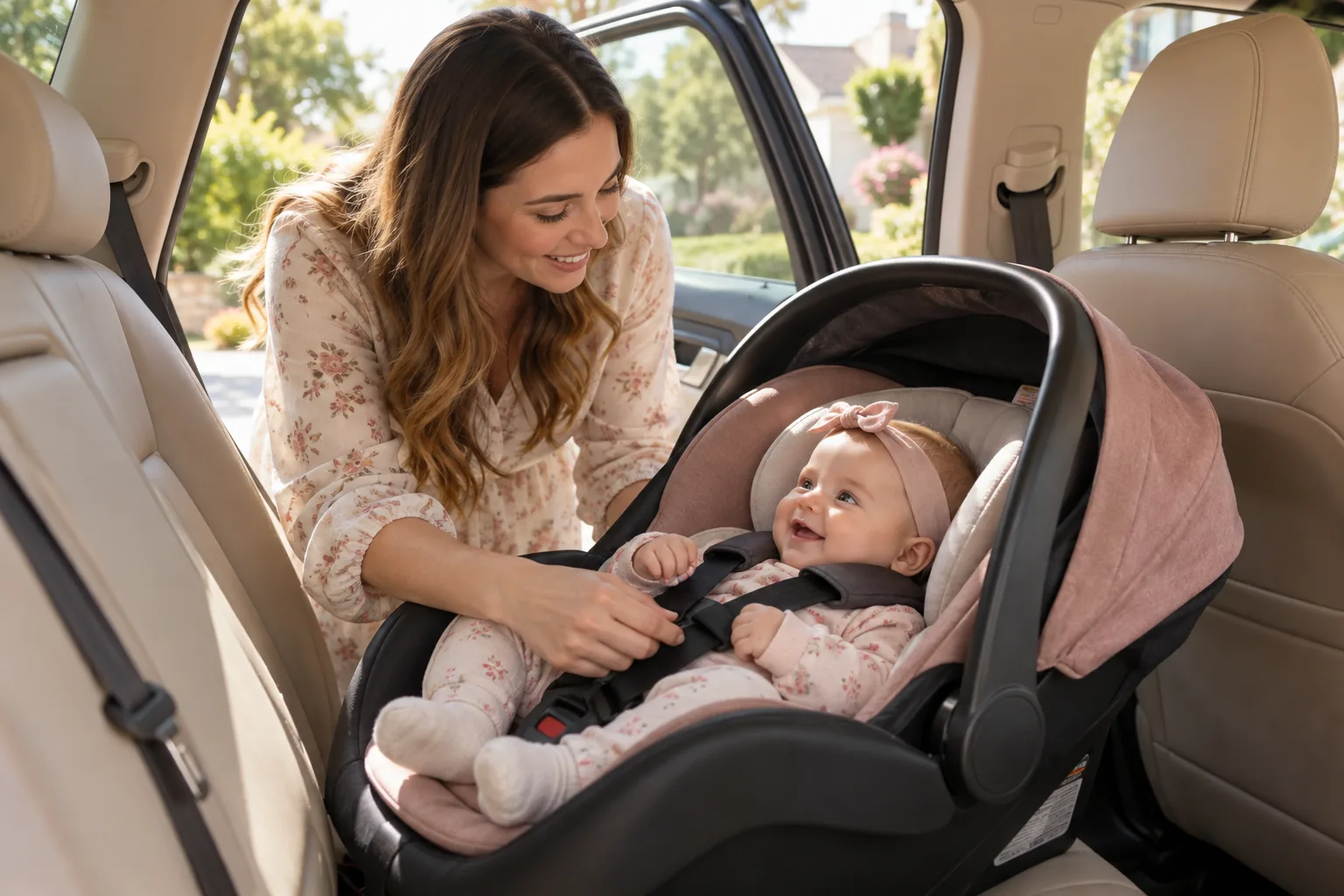 Bebeluș în scoica auto 0–13 kg, cu spatele la direcția de mers